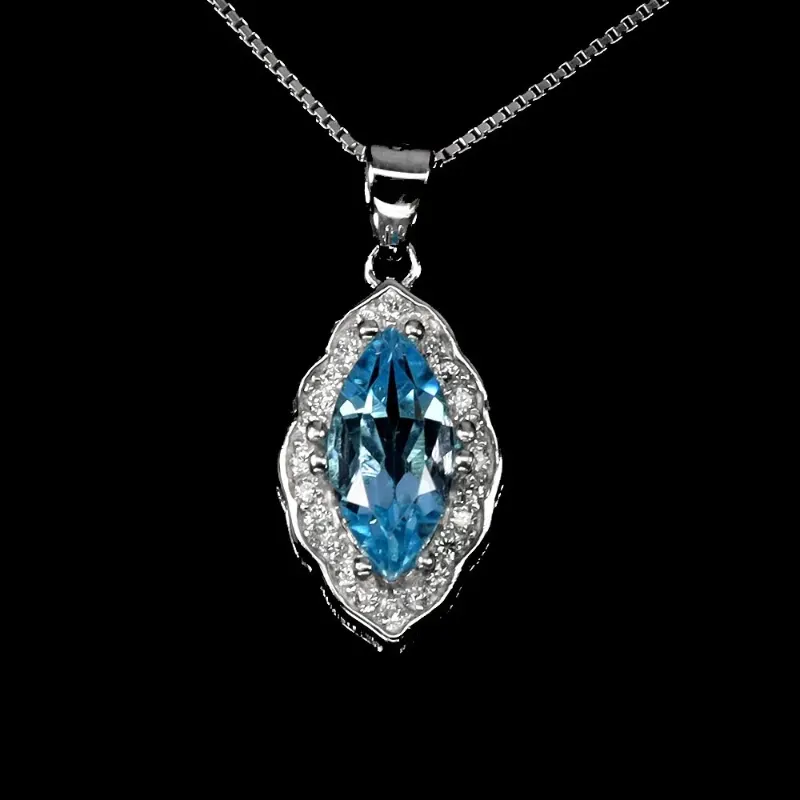 925 сребърно колие с Swiss Blue Topaz топаз