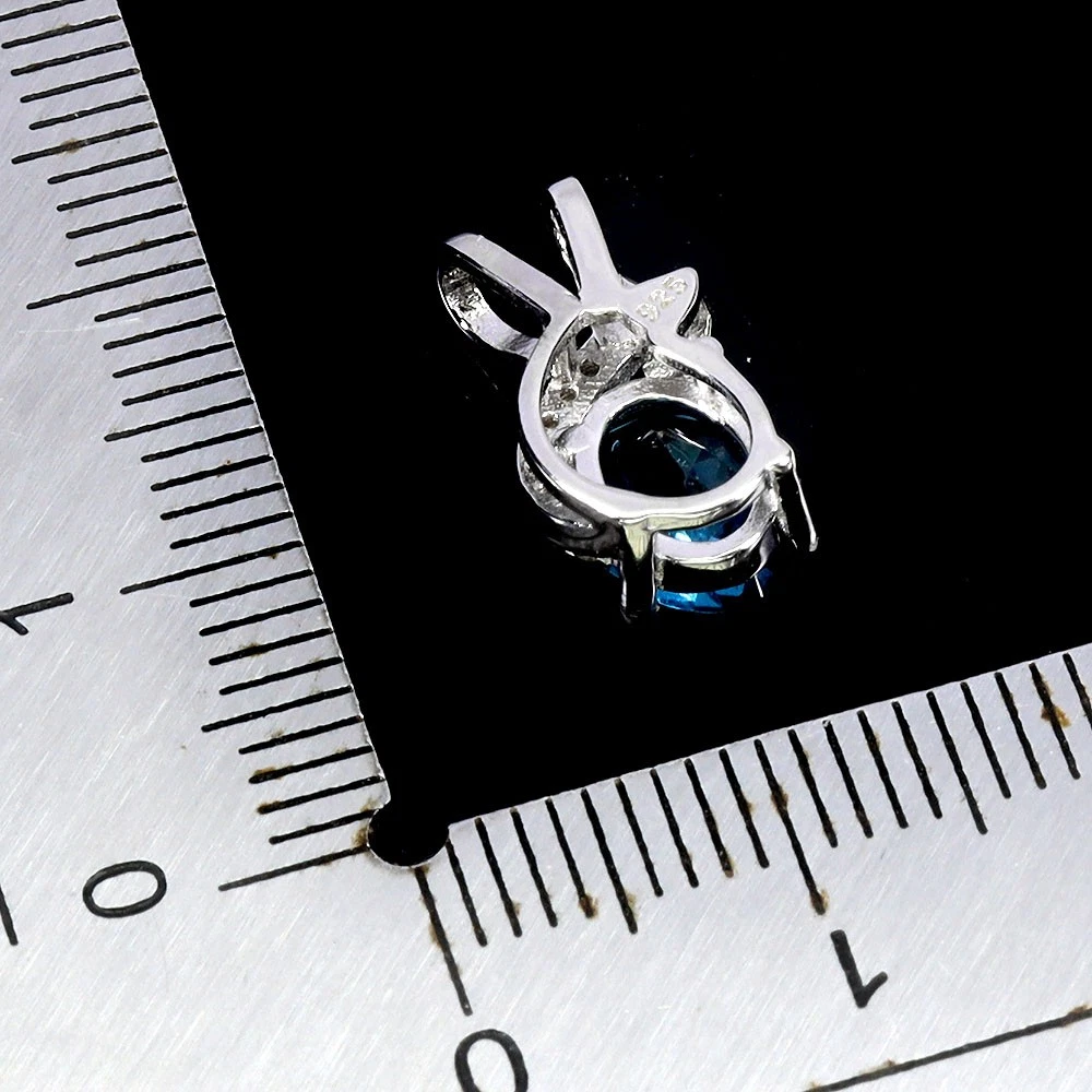 925 silver necklace with London Blue Topaz 8x6 mm