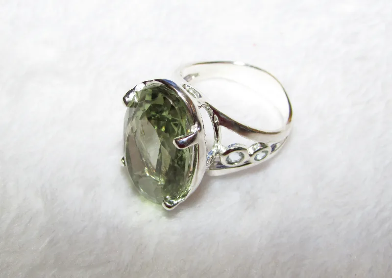 925 silver ring with prasiolite - green amethyst 24 carat