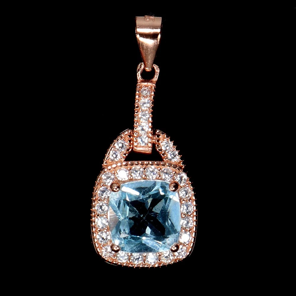 925 silver necklace with Sky Blue Topaz 7 mm