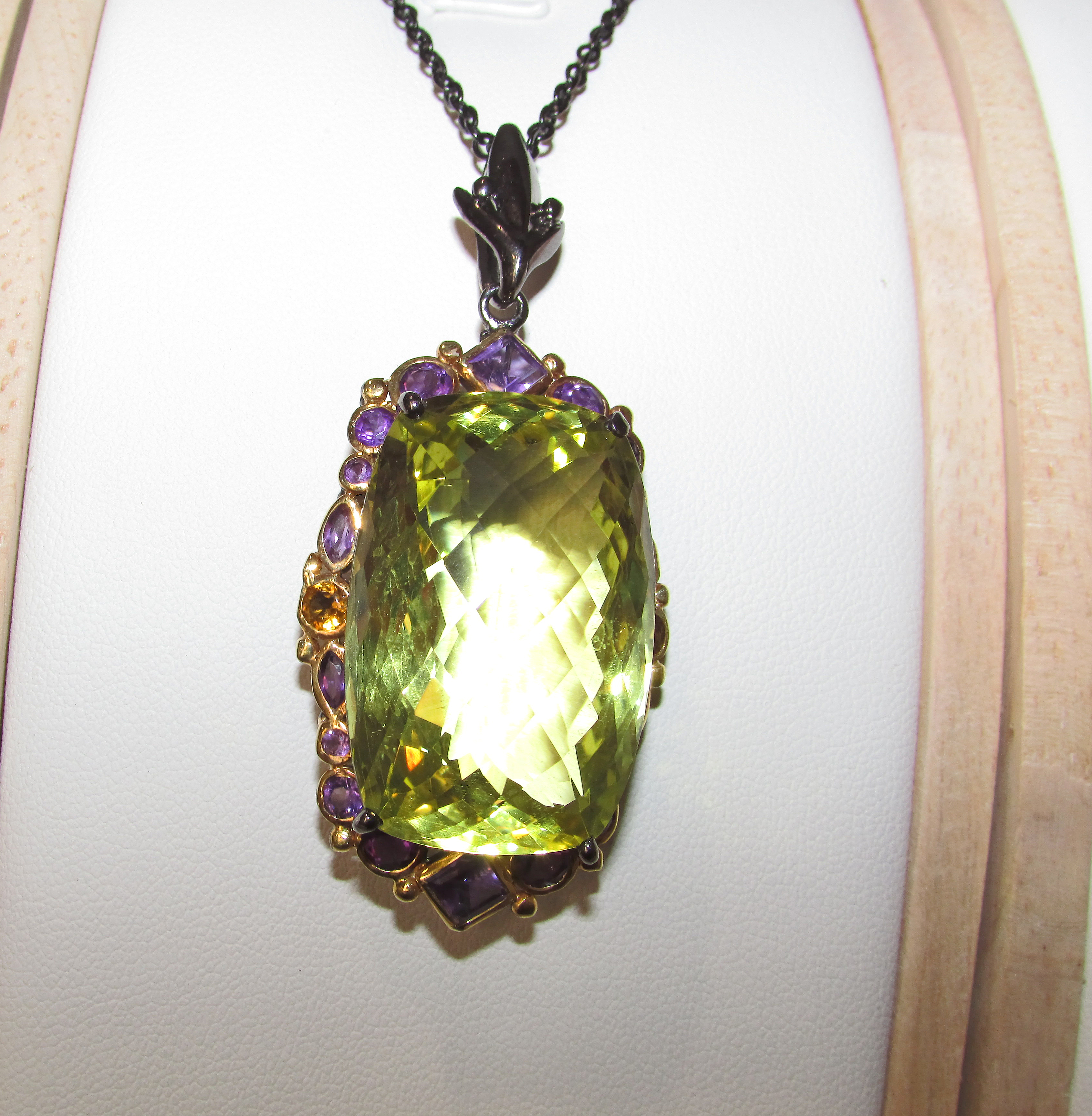 925 silver necklace with lemon quartz 48 carat