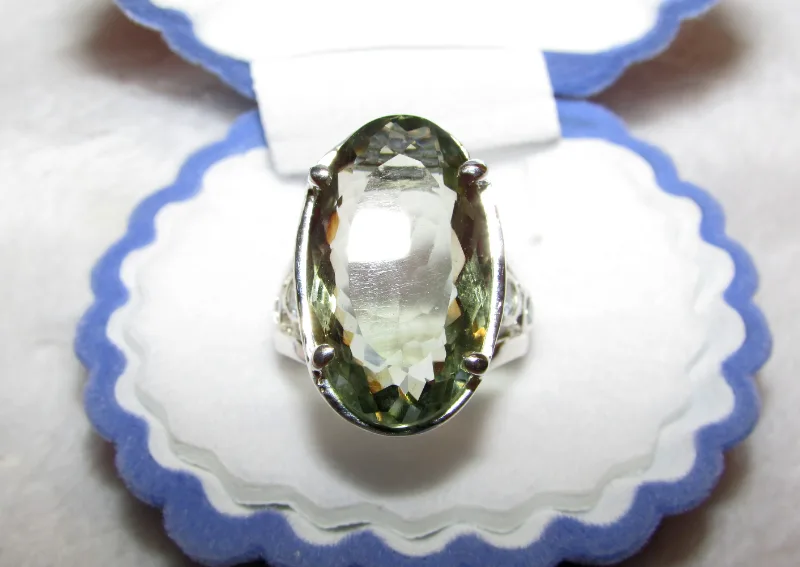 925 silver ring with prasiolite - green amethyst 24 carat