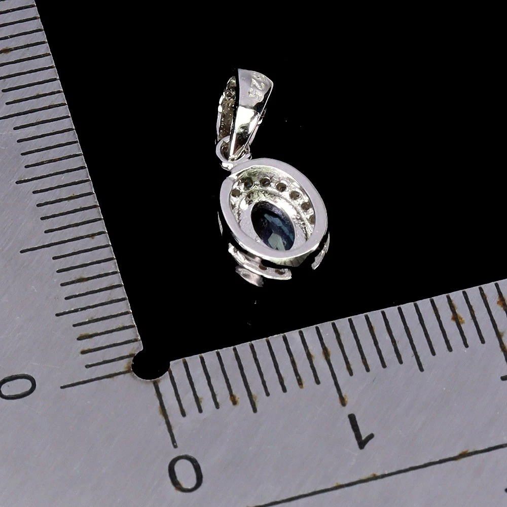 925 silver necklace with tanzanite 6x4 mm