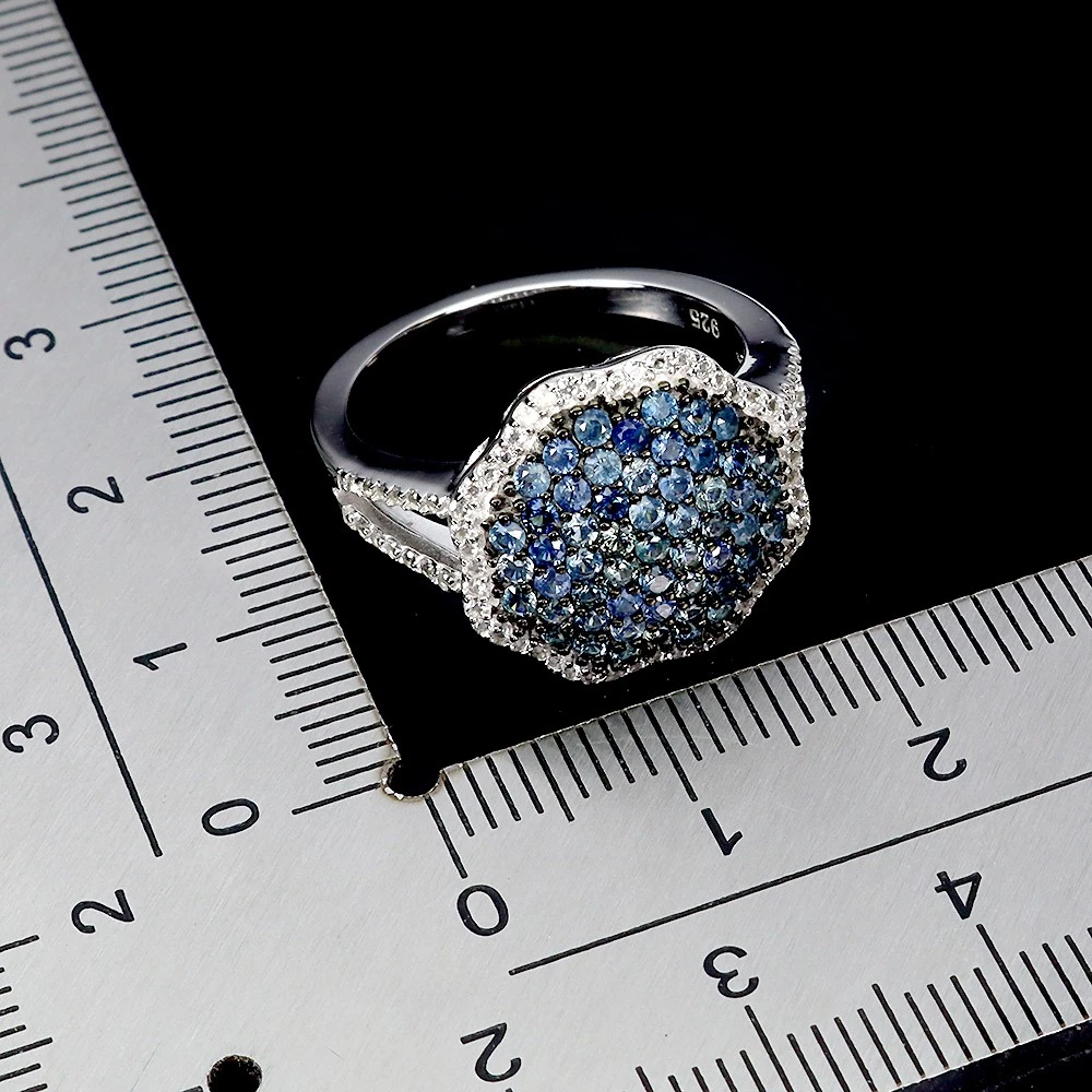 925 silver ring with sapphires