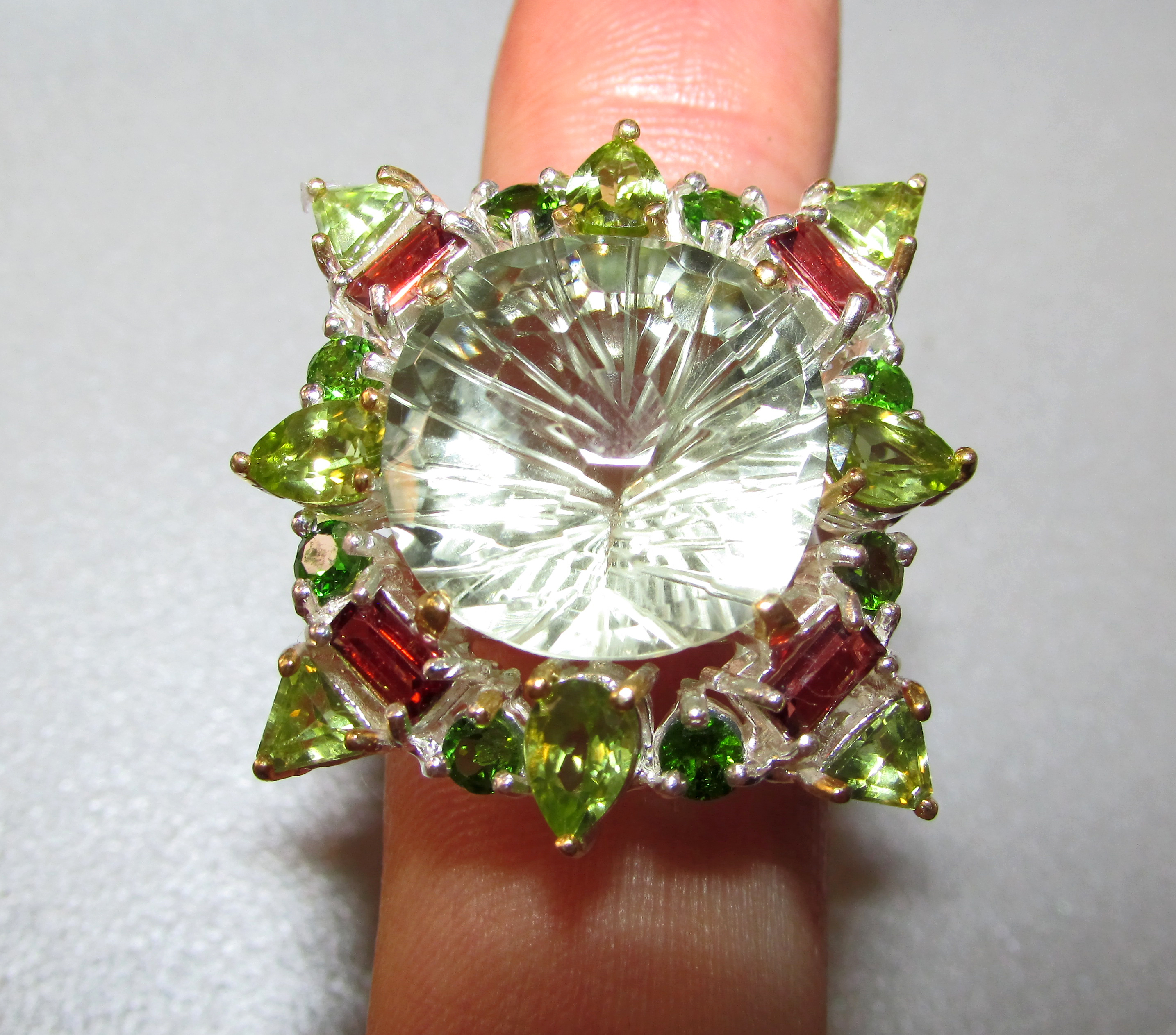 925 Silver ring with green amethyst prasiolite