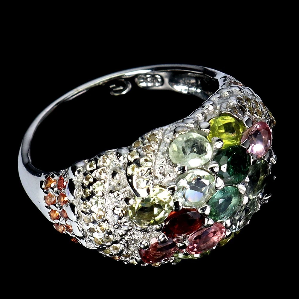 925 silver ring with tourmalines