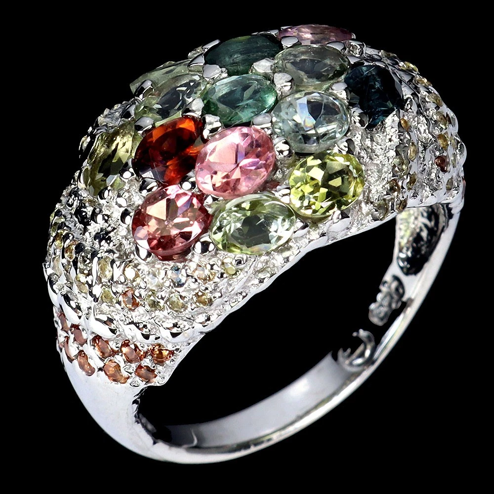 925 silver ring with tourmalines