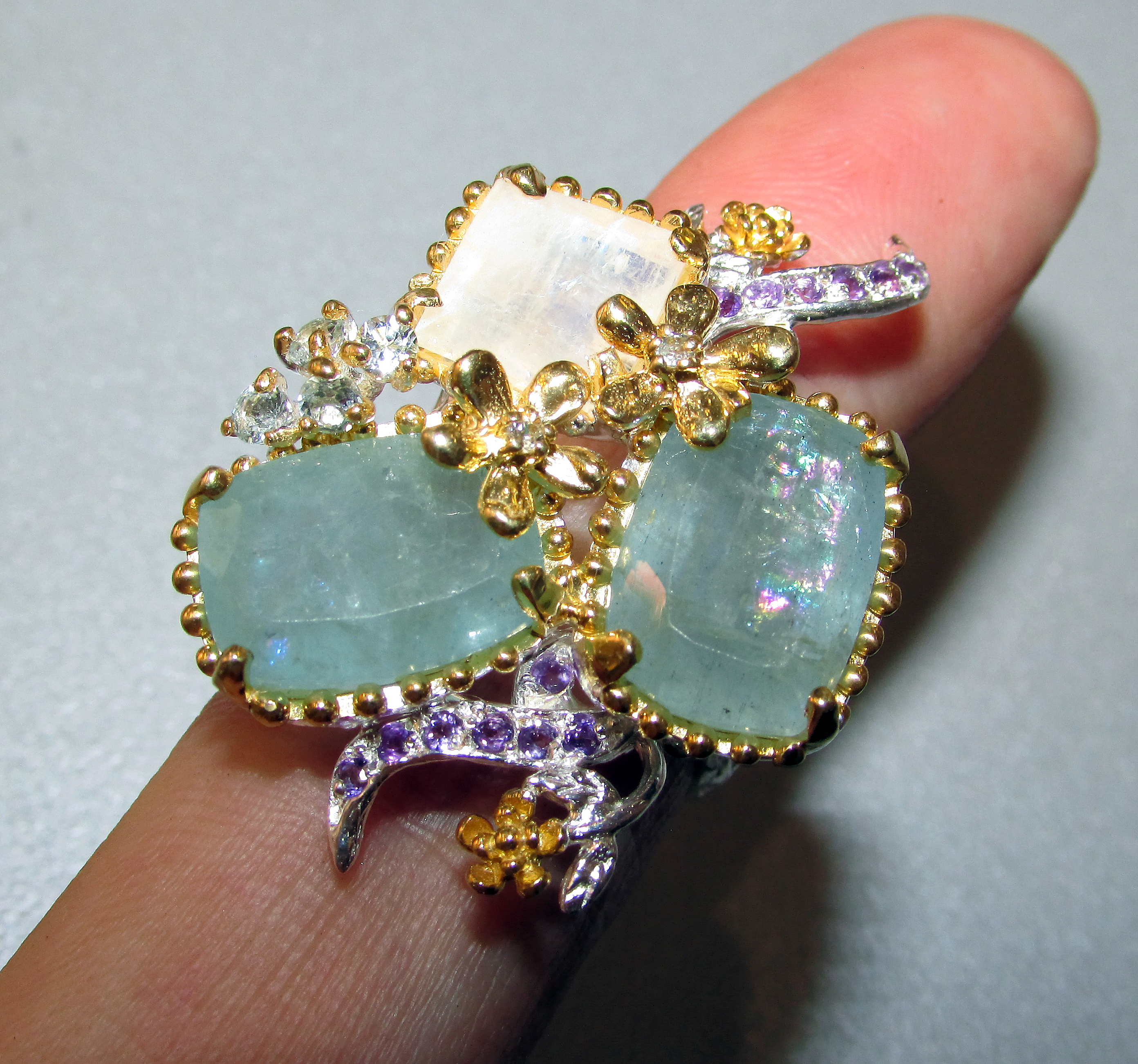 925 Silver ring with 12 carat aquamarine