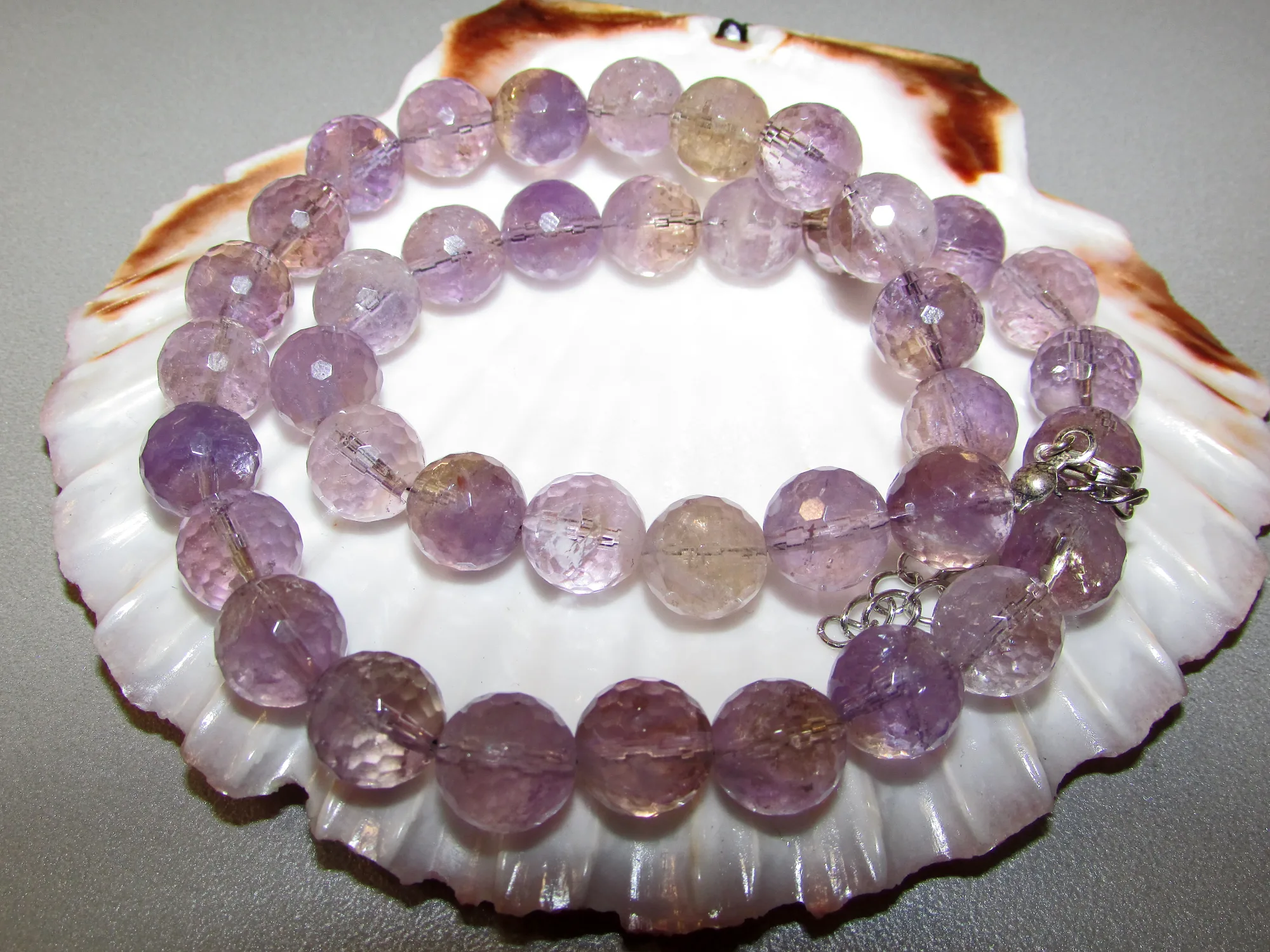 Natural ametrine beaded necklace 10 mm