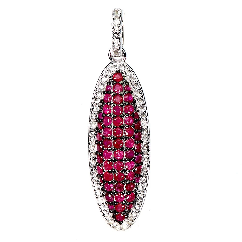 925 silver necklace with natural rubies