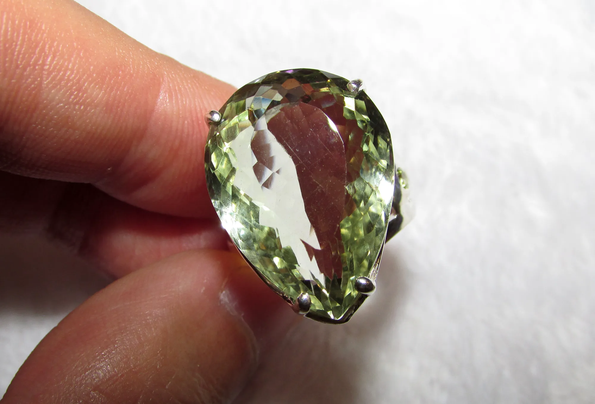 925 silver ring with green amethyst prasiolite