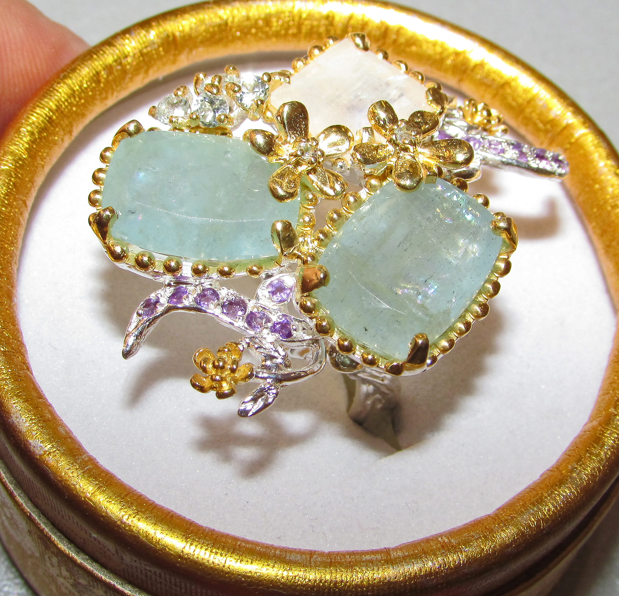 925 Silver ring with 12 carat aquamarine