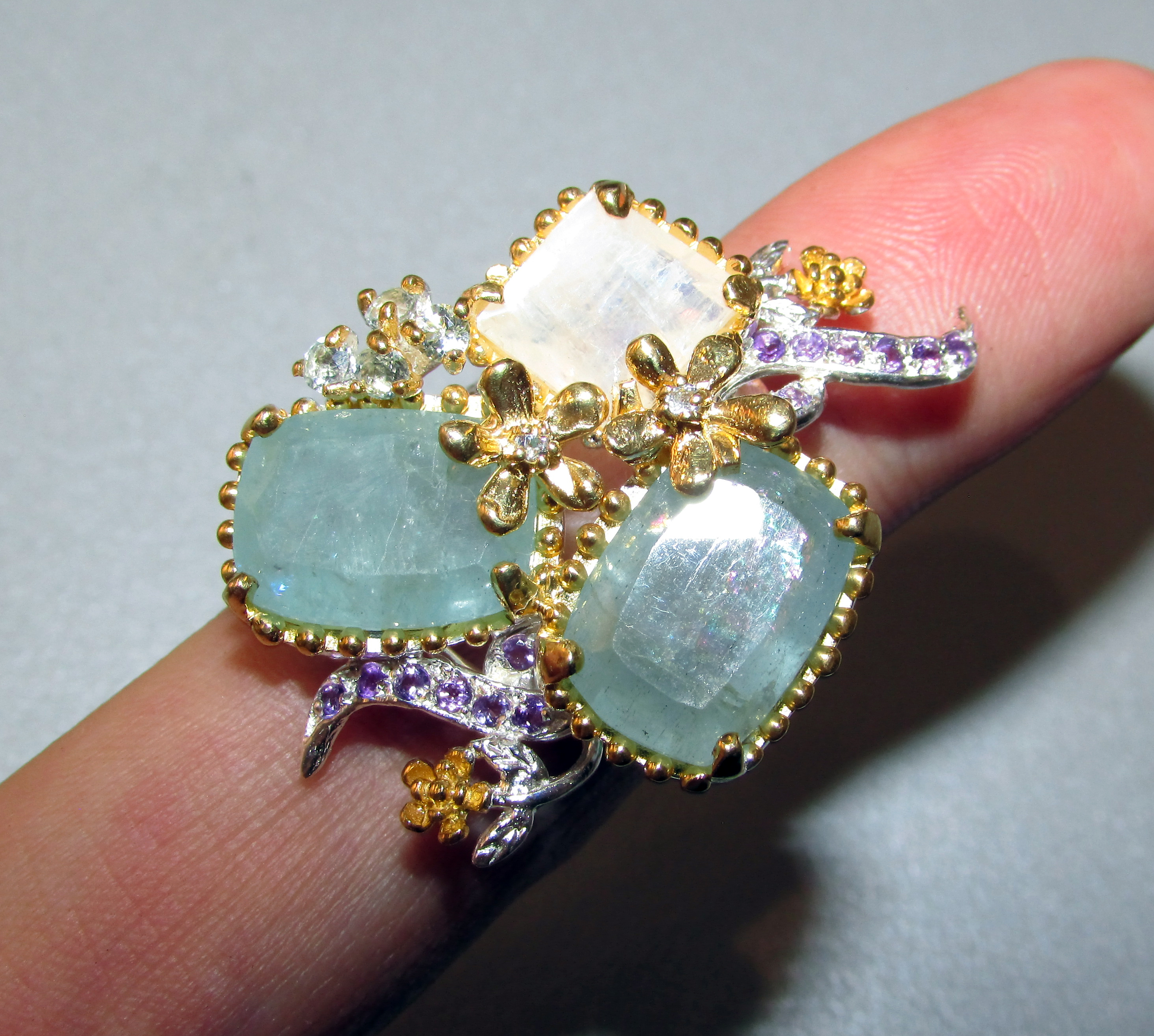 925 Silver ring with 12 carat aquamarine