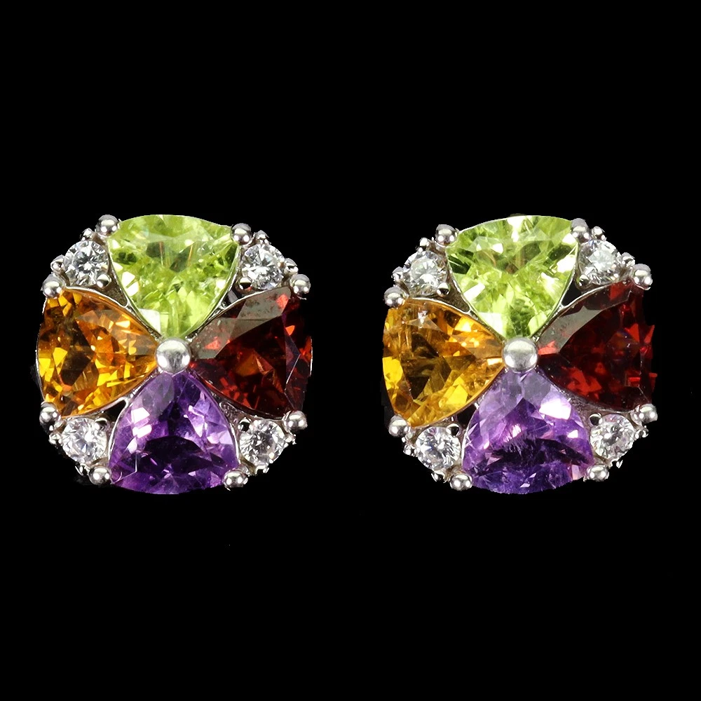 925 silver earrings with amethyst, citrine, peridot and garnet