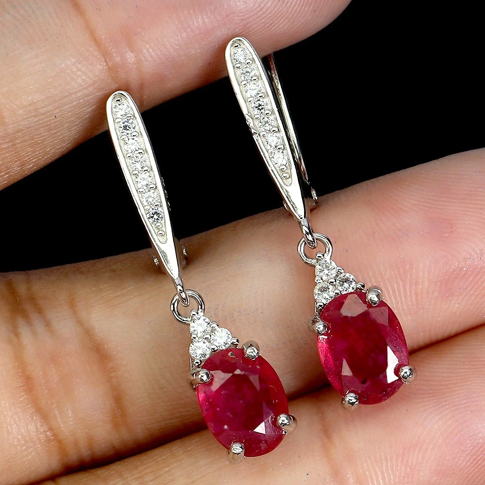 925 silver earrings with ruby