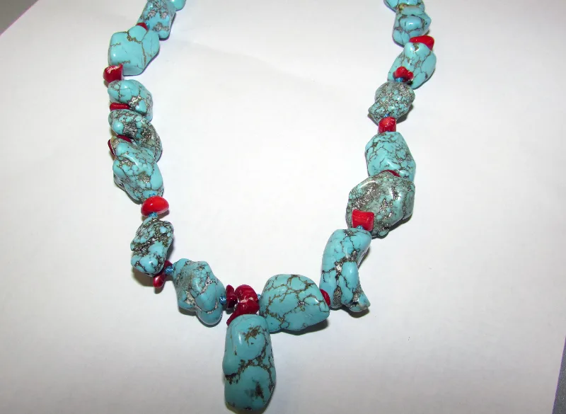 Гердан от тюркоаз и корал 86 гр.