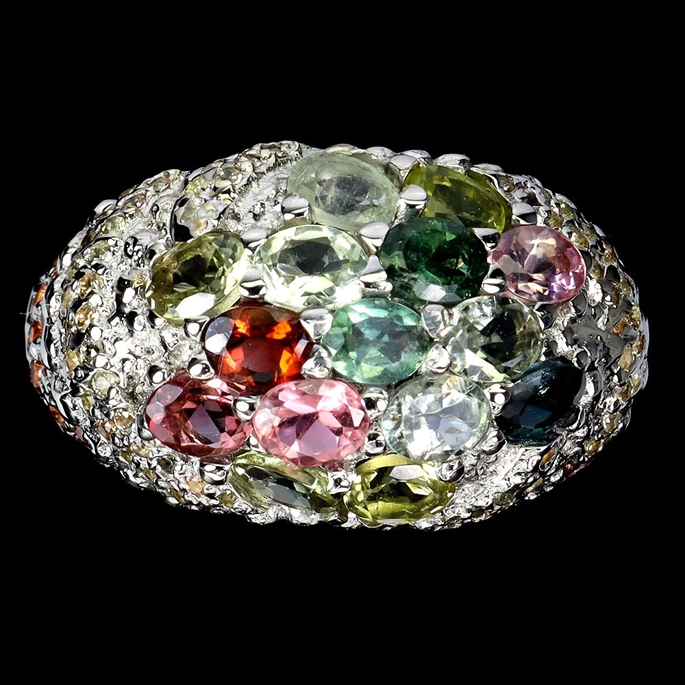 925 silver ring with tourmalines