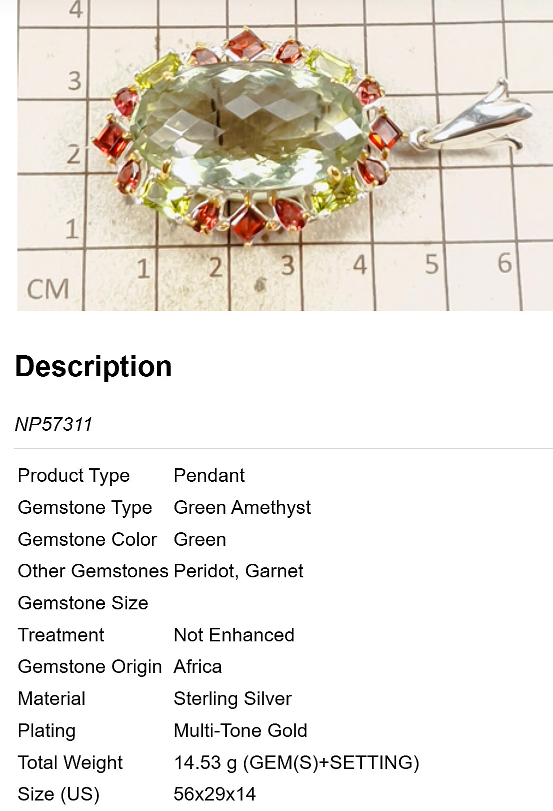 925 silver necklace with green amethyst prasiolite 40 carat