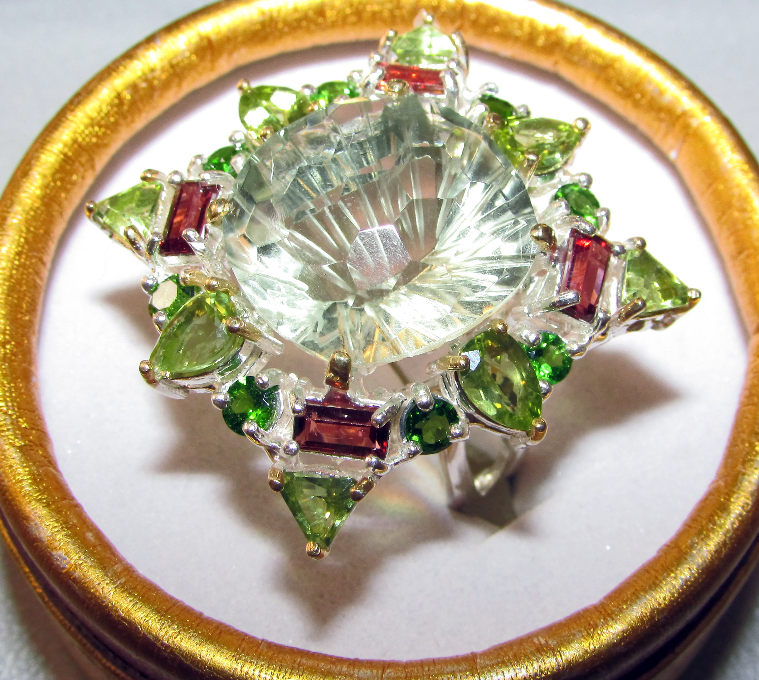 925 Silver ring with green amethyst prasiolite
