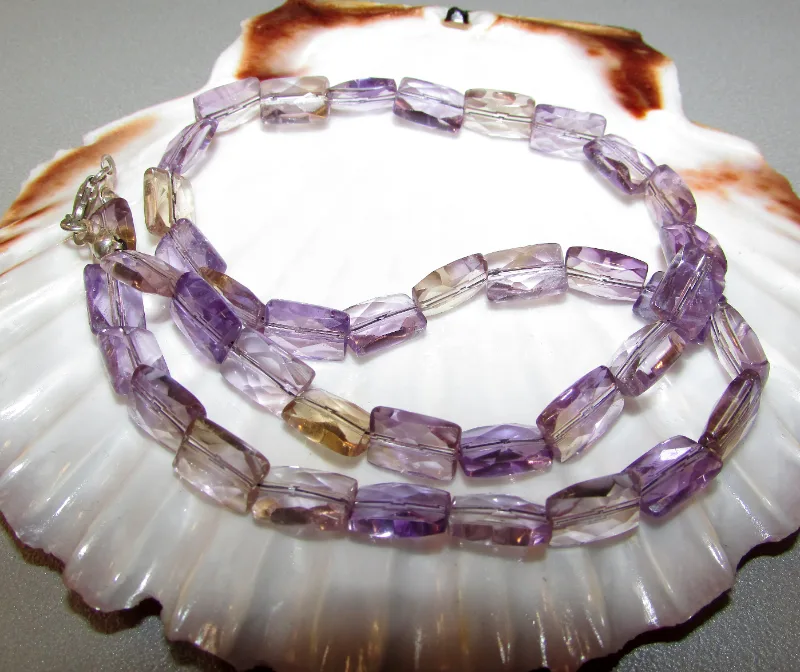 Natural ametrine beaded necklace 7x10 mm