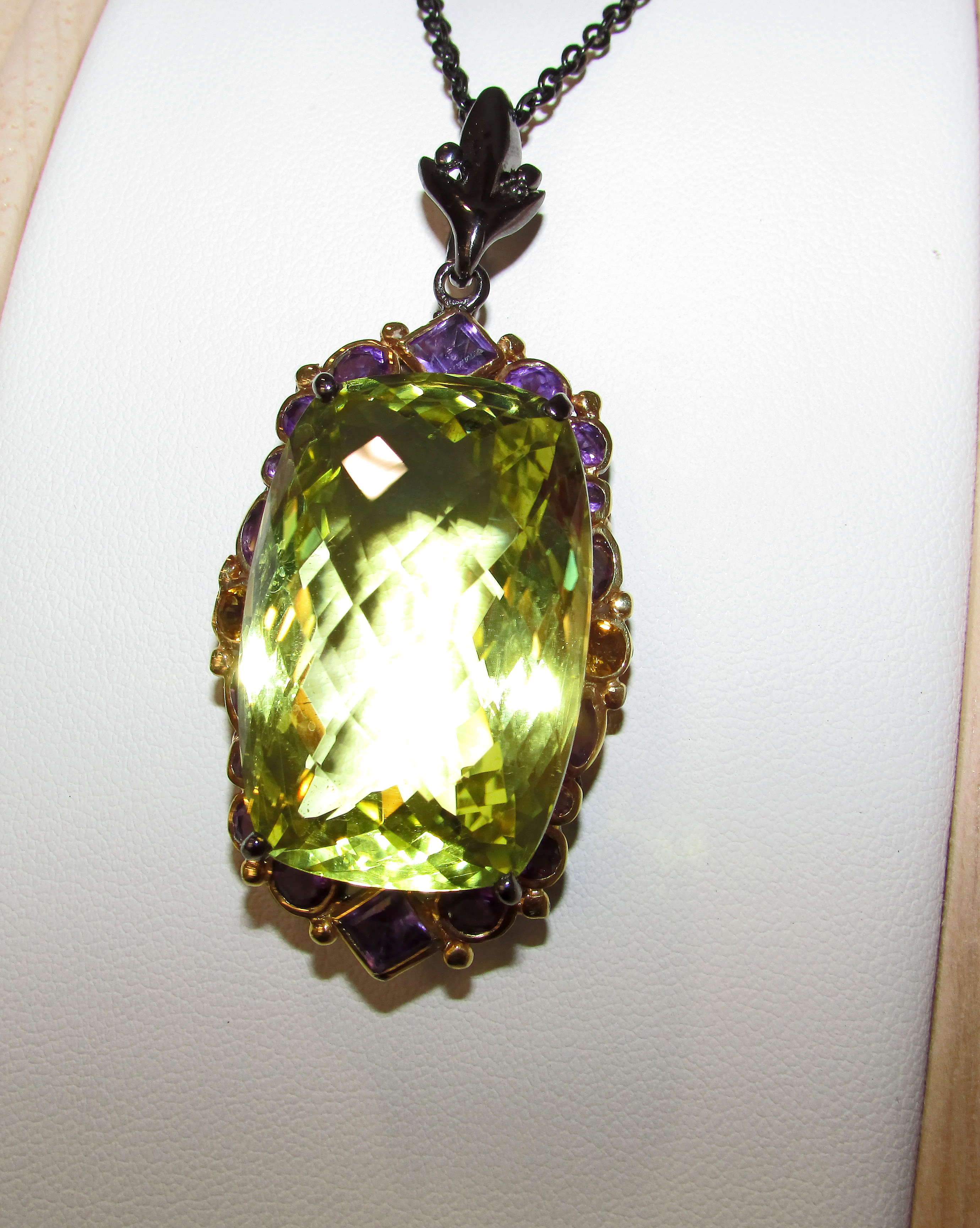 925 silver necklace with lemon quartz 48 carat
