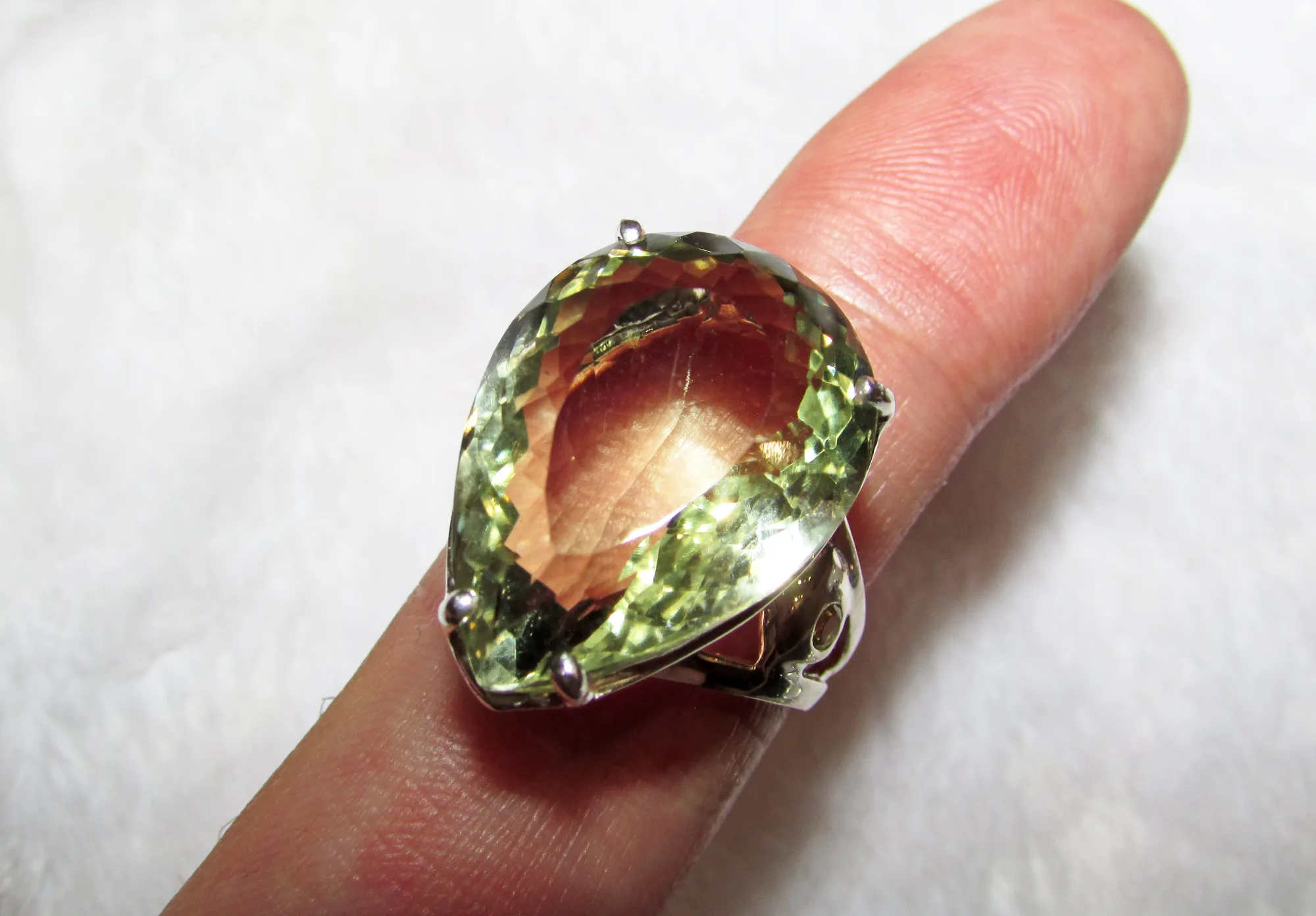 925 silver ring with green amethyst prasiolite