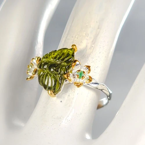 925 Silver ring with natural tourmaline