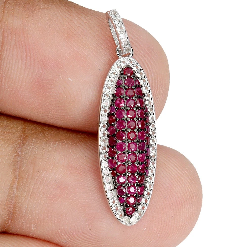 925 silver necklace with natural rubies