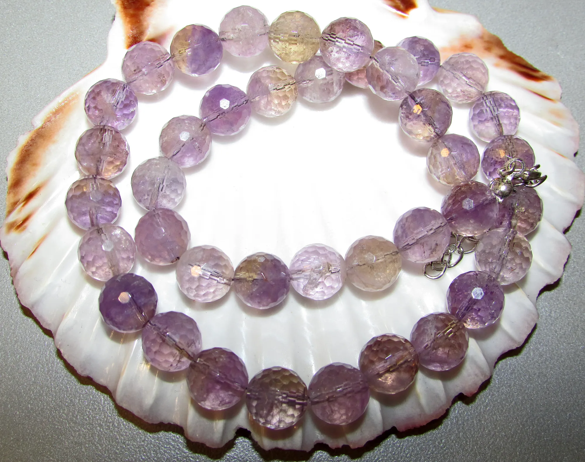 Natural ametrine beaded necklace 10 mm