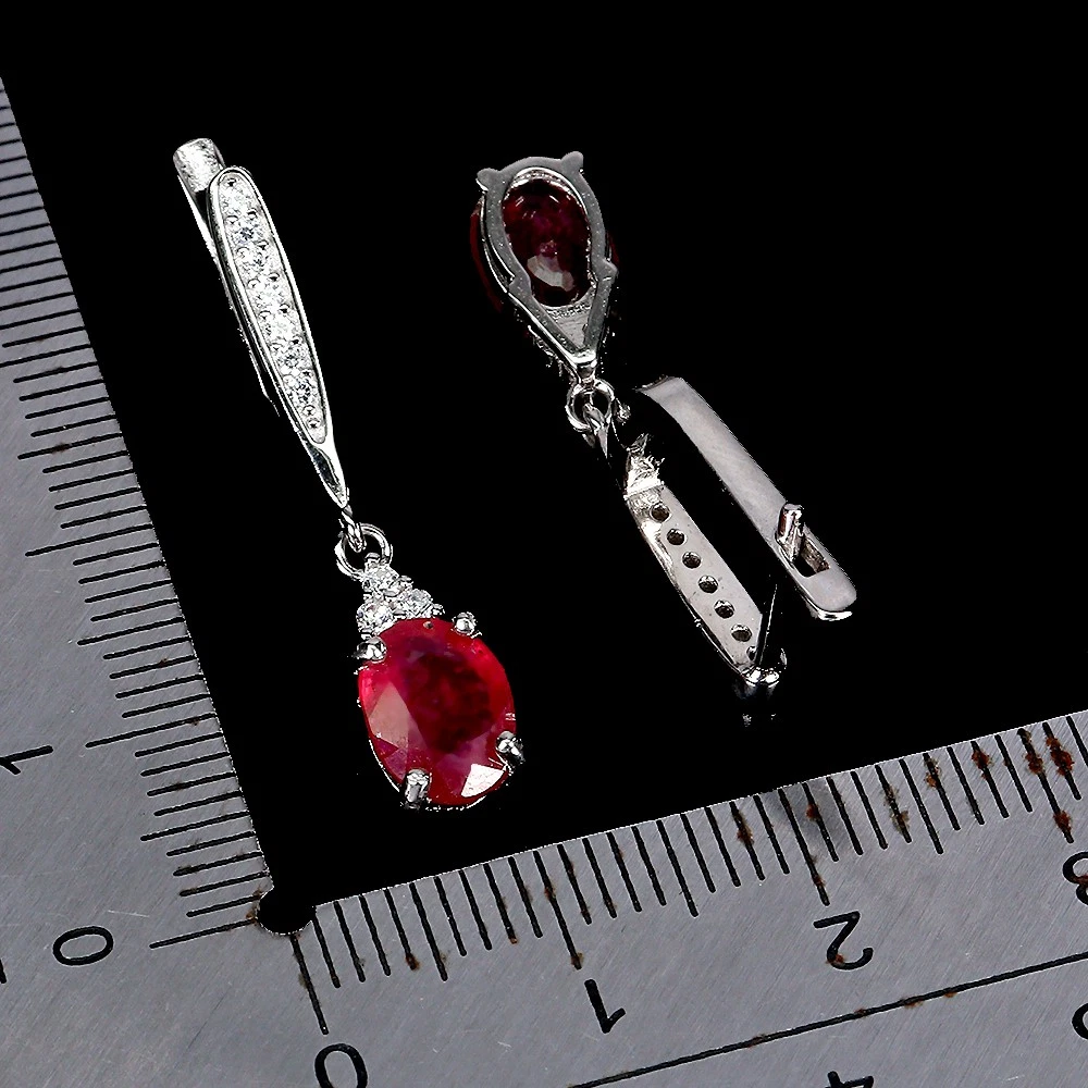 925 silver earrings with ruby