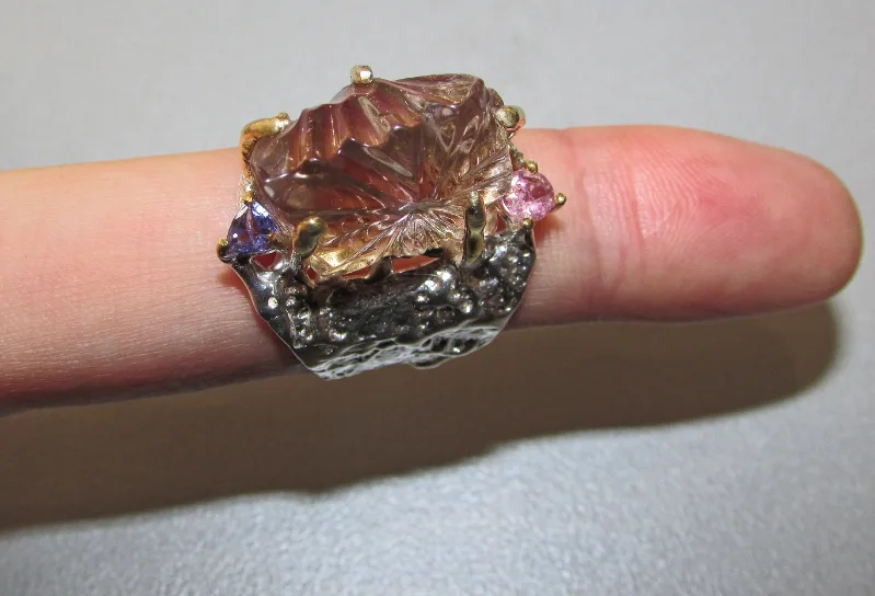 925 silver ring with ametrine 20 carat
