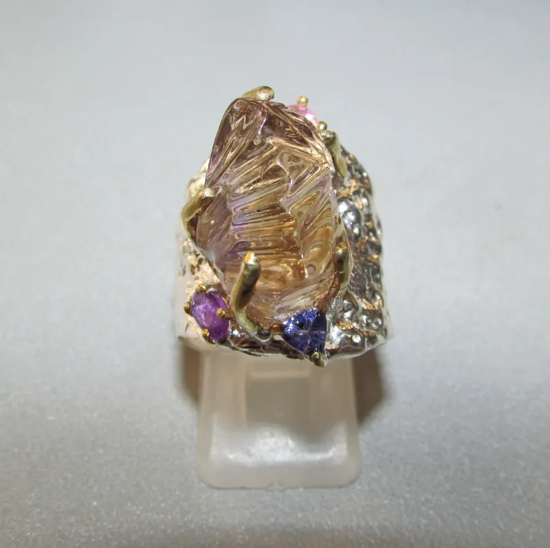 925 silver ring with ametrine 20 carat
