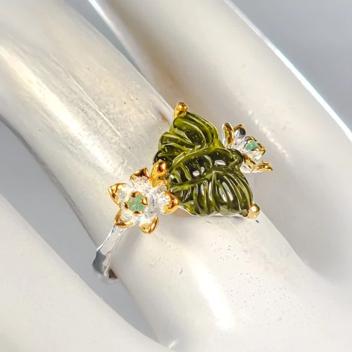 925 Silver ring with natural tourmaline