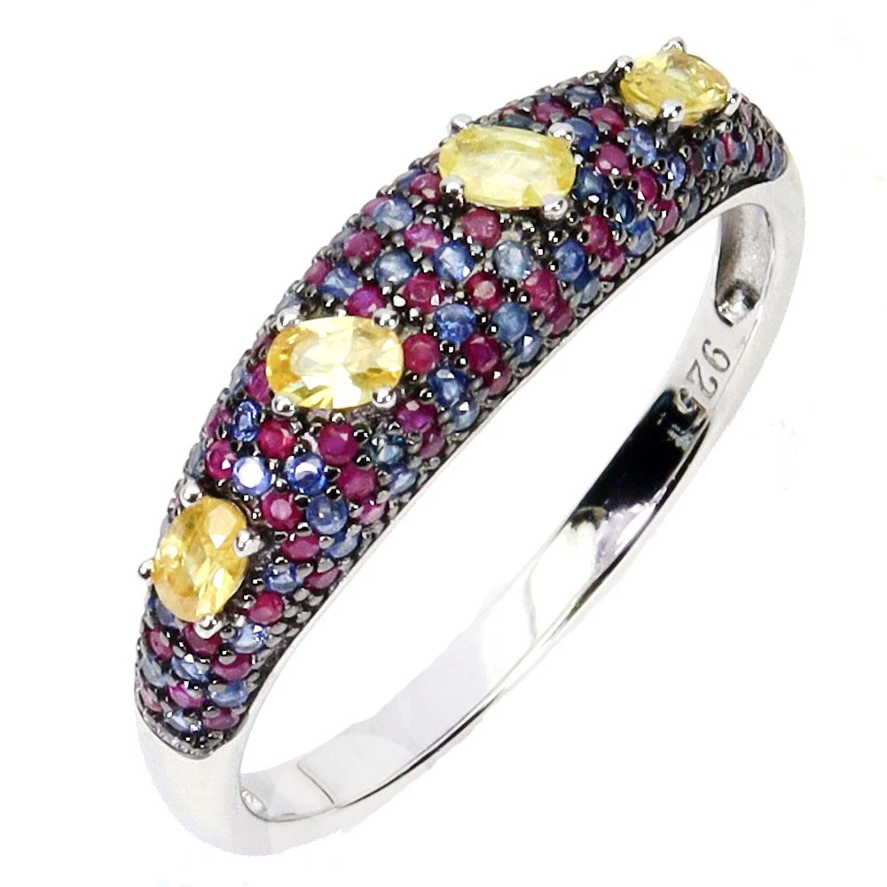 925 silver ring with natural yellow sapphire