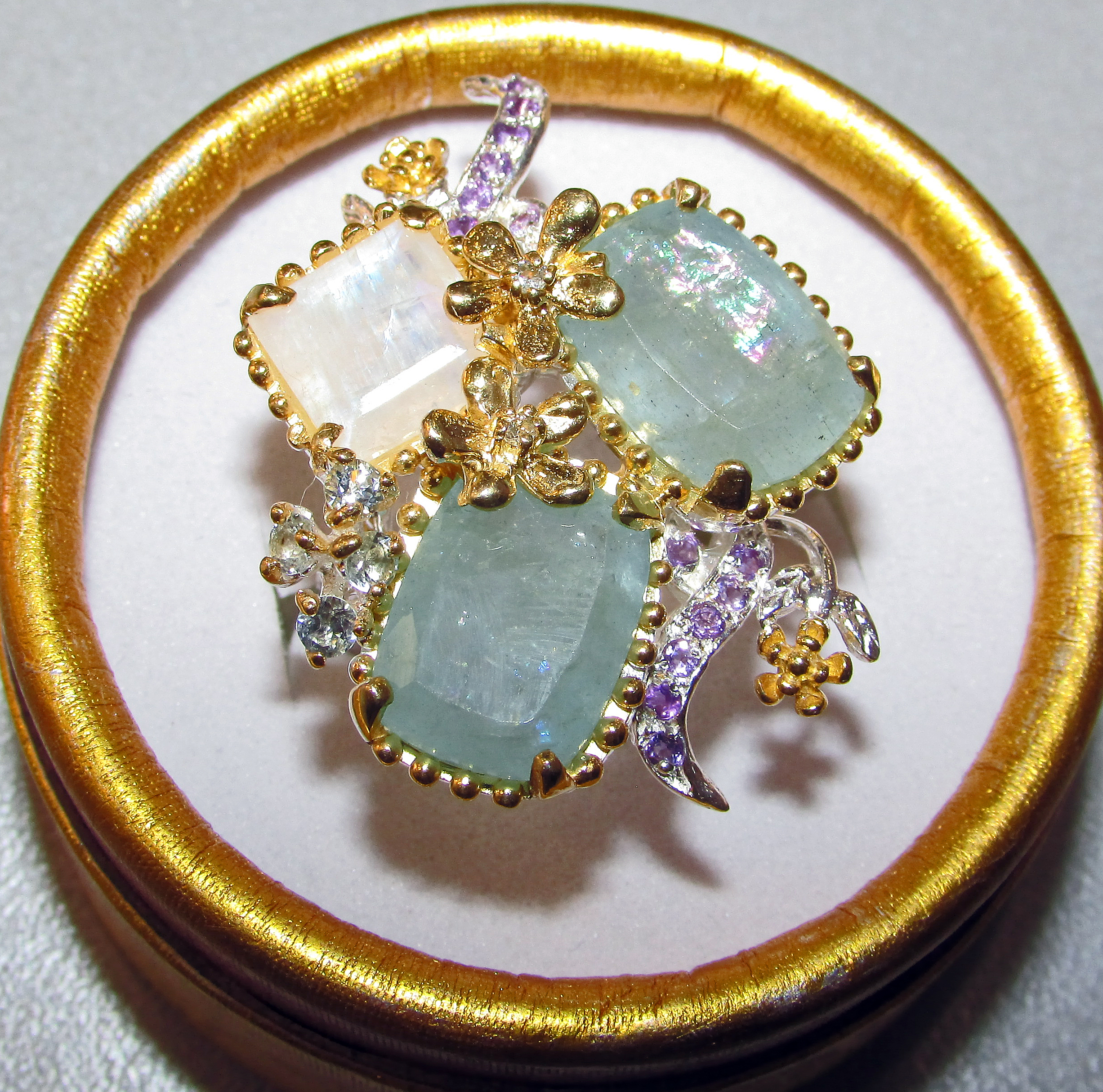 925 Silver ring with 12 carat aquamarine