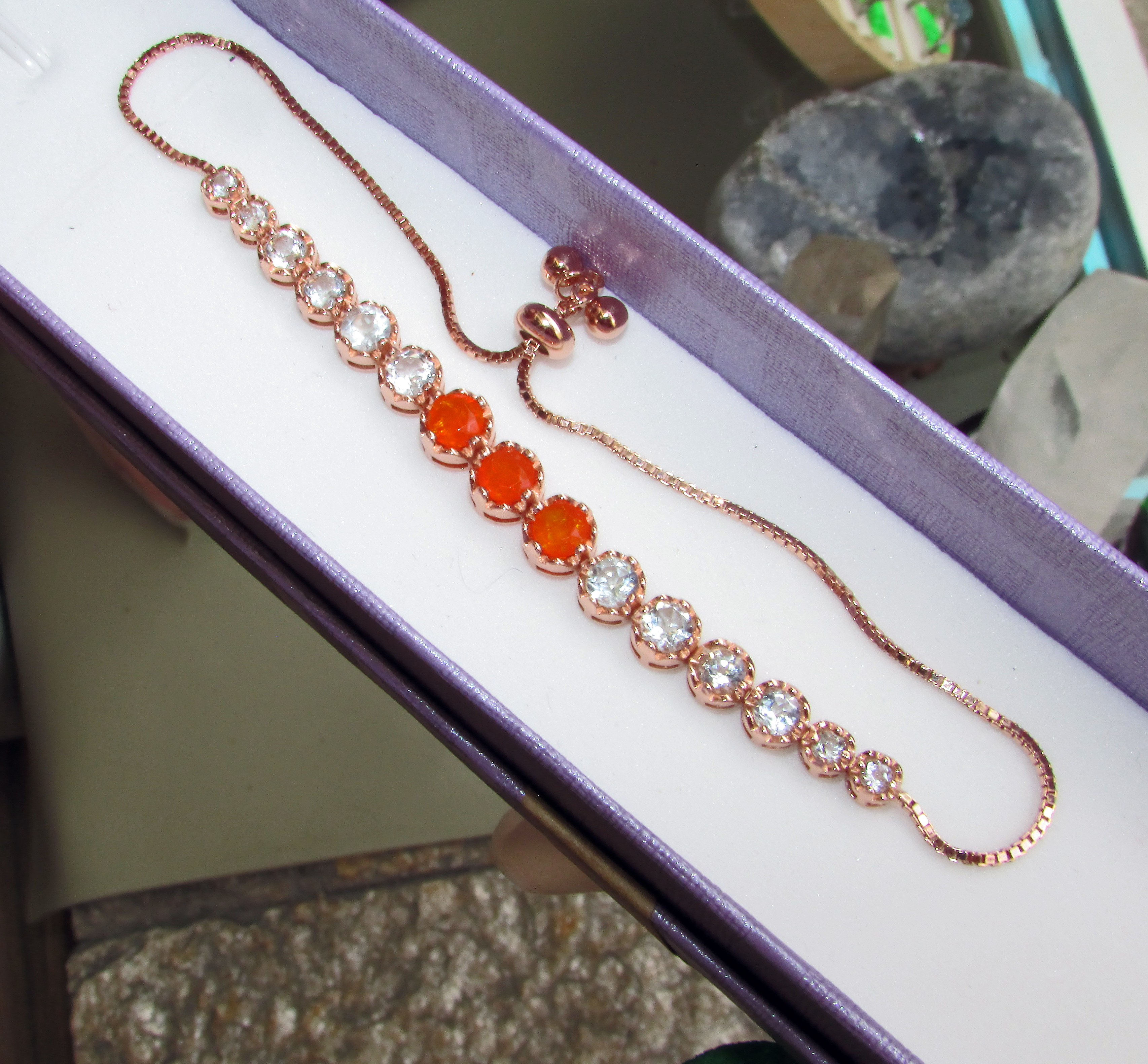 925 Silver bracelet with opal and aquamarine