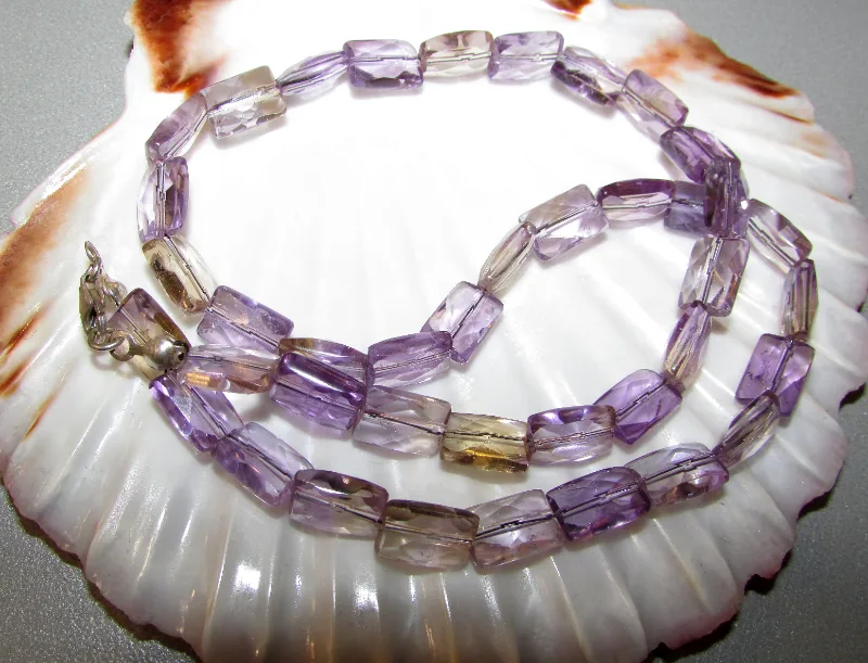 Natural ametrine beaded necklace 7x10 mm