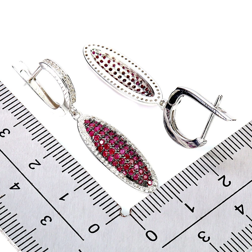 925 silver earrings with rubies from Myanmar