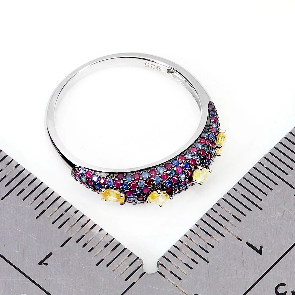 925 silver ring with natural yellow sapphire