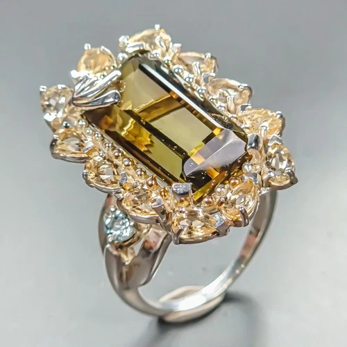 925 Silver ring with 28 carat lemon quartz