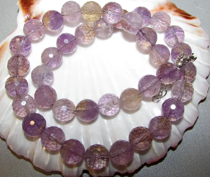 Natural ametrine beaded necklace 10 mm