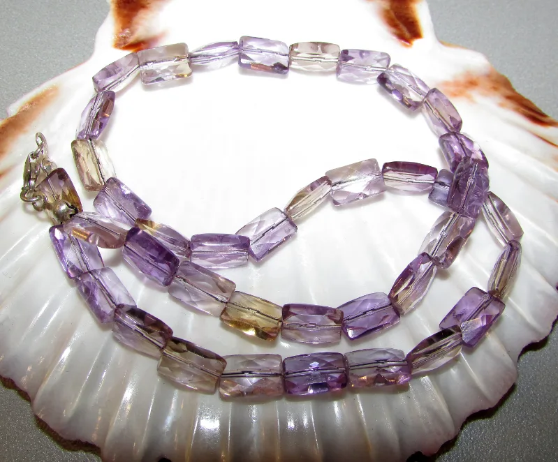 Natural ametrine beaded necklace 7x10 mm