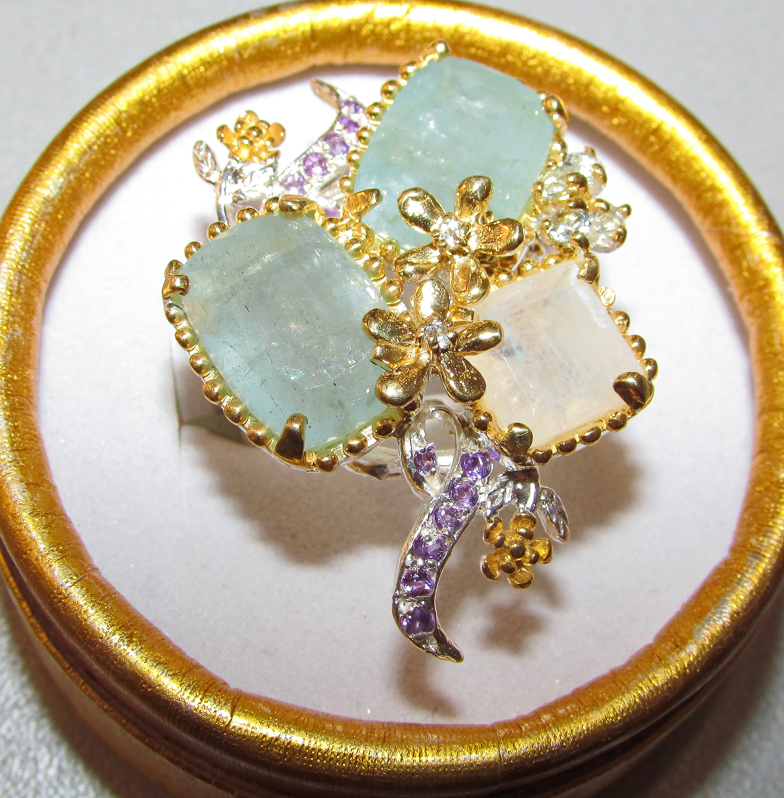 925 Silver ring with 12 carat aquamarine