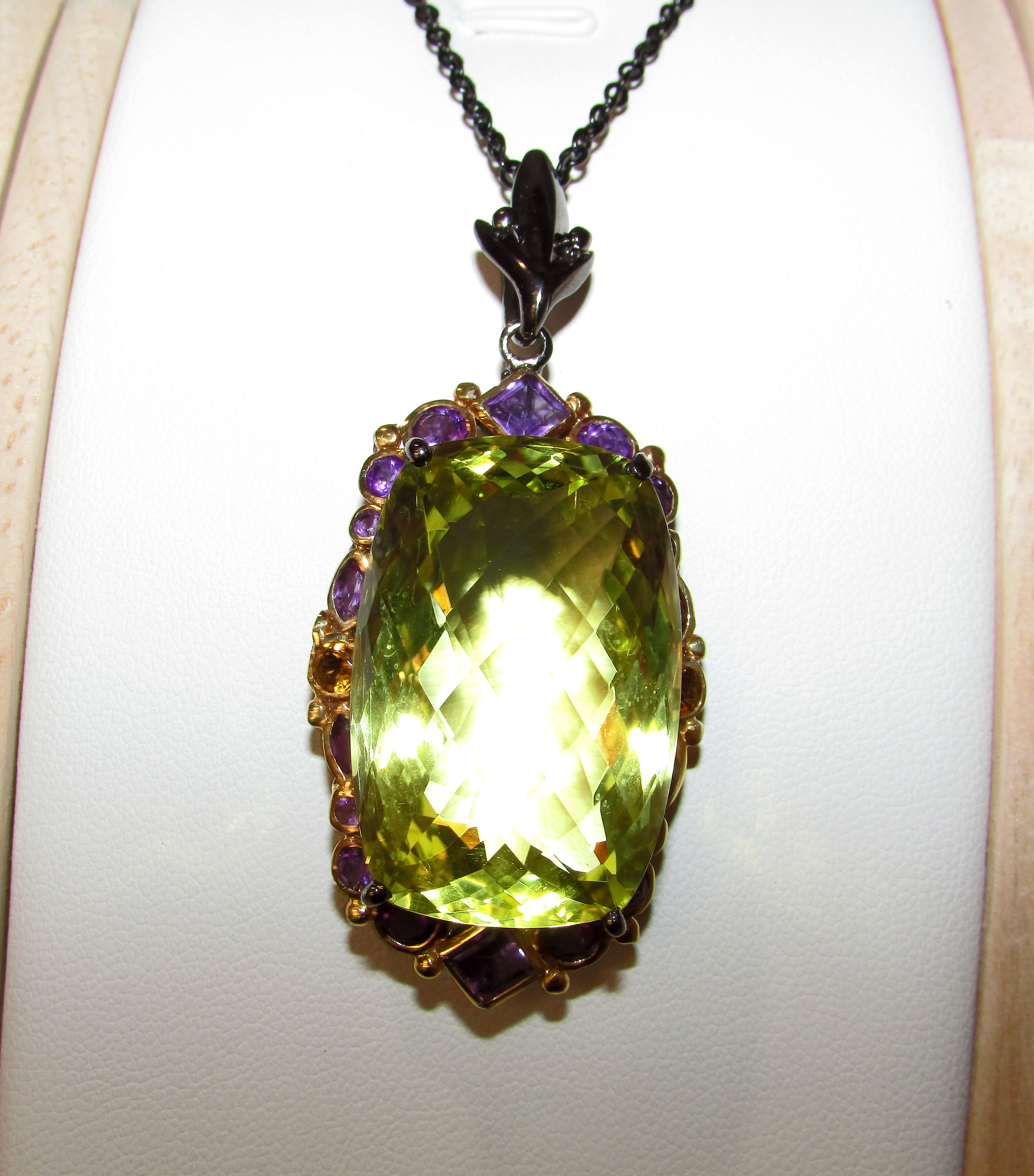 925 silver necklace with lemon quartz 48 carat