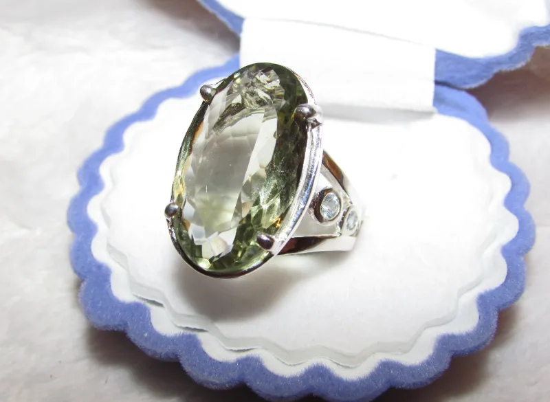 925 silver ring with prasiolite - green amethyst 24 carat