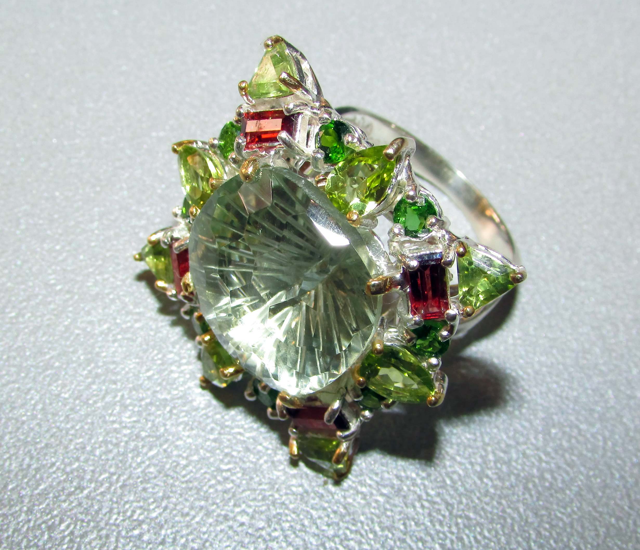 925 Silver ring with green amethyst prasiolite