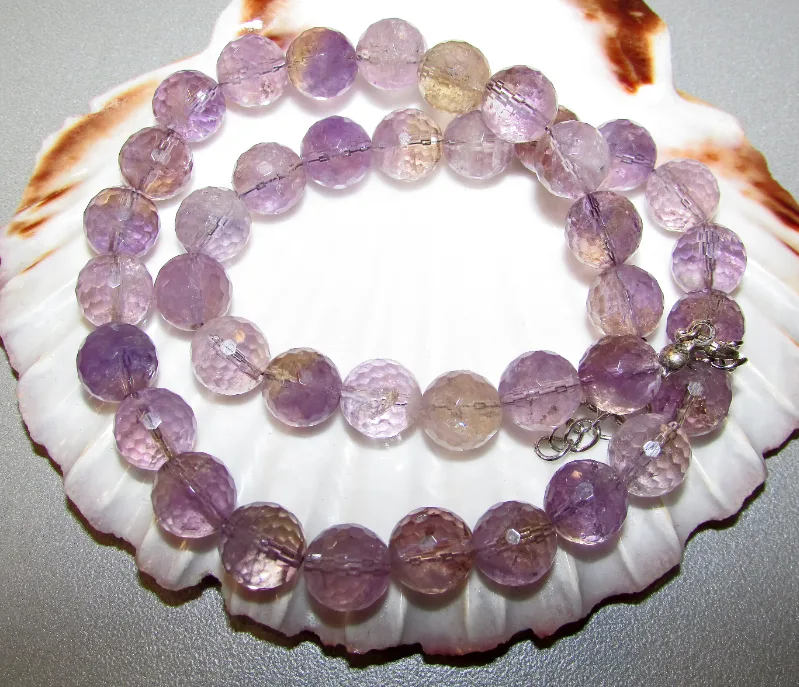 Natural ametrine beaded necklace 10 mm