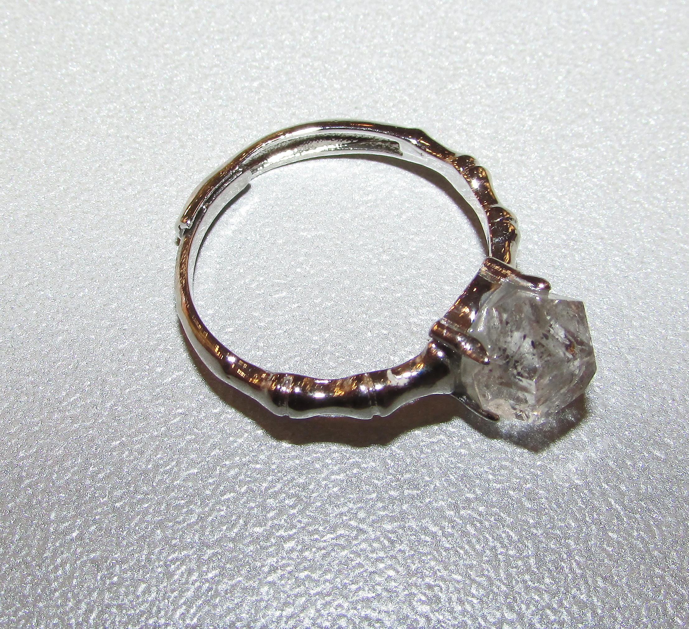 Two adjustable rings with Herkimer diamond