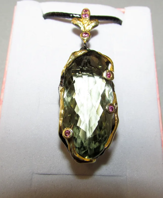 925 silver necklace with green amethyst prasiolite