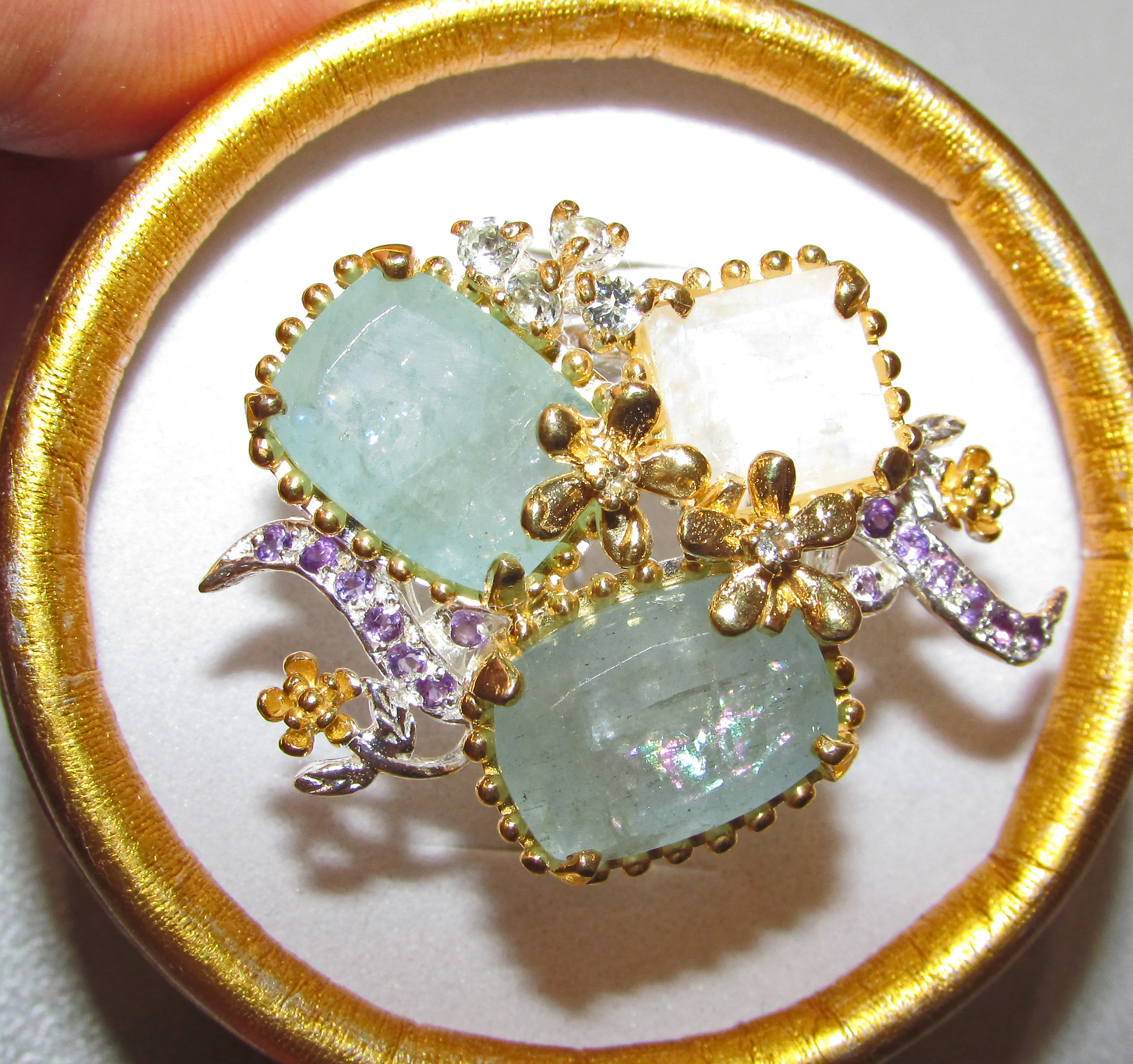 925 Silver ring with 12 carat aquamarine